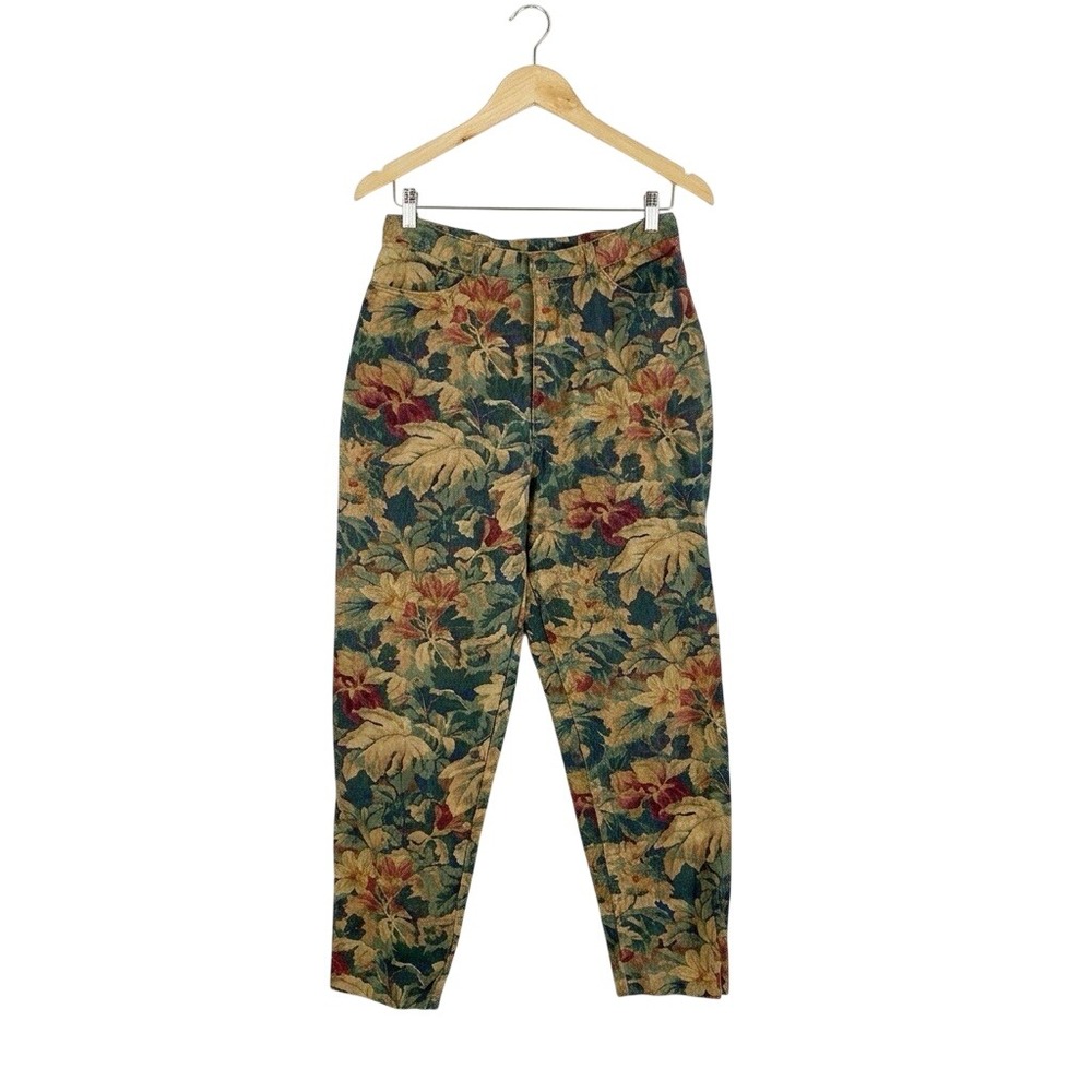 VTG On The Verge Floral Tapestry Pants High Waisted Tapered Leg Made in USA 8